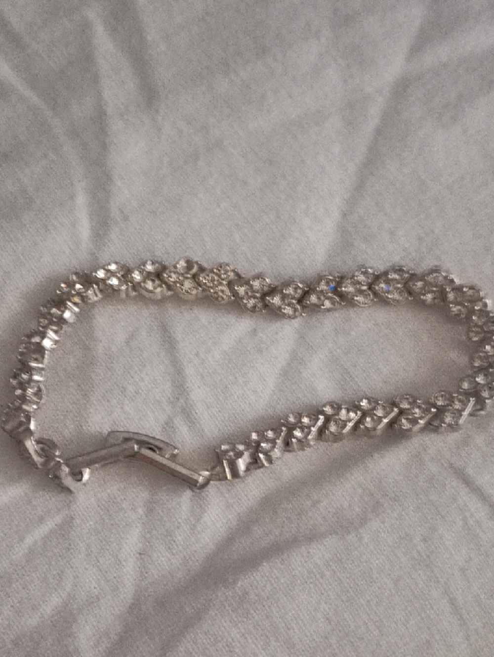 Rhinestone Silver-Tone Necklace with Twisted Crystal Link - Women Jewelry